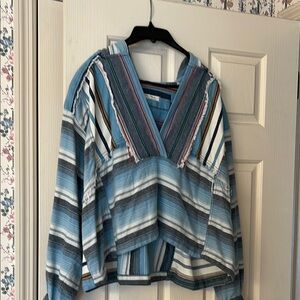 We the Free Striped V-Neck Pullover Top size M